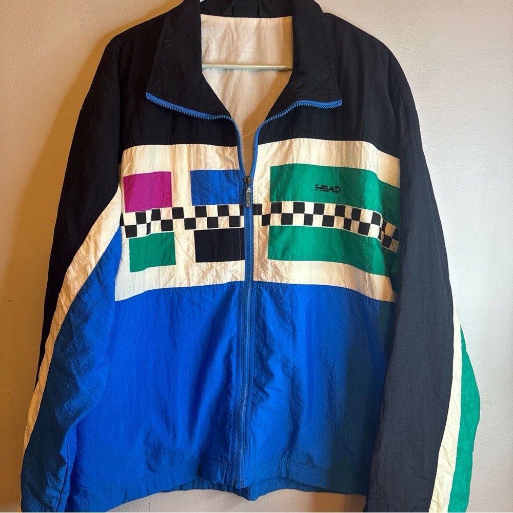 Head Vintage 80’s Windbreaker Men Jacket Size Large Color block